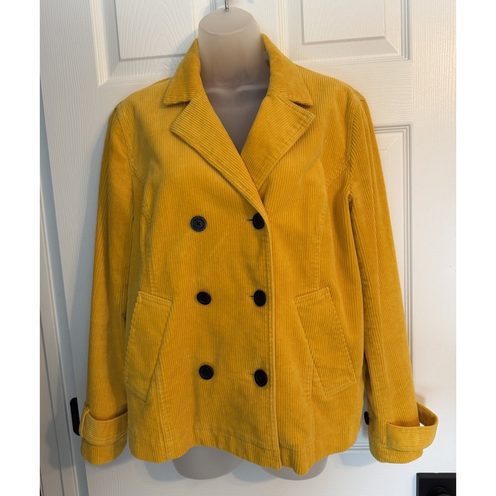 Y2K Vintage Liz Claiborne Yellow Corduroy Double Breasted Jacket Womens Size L